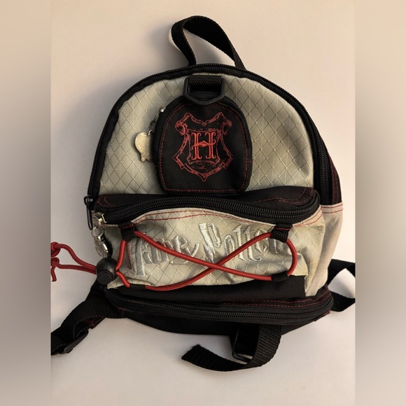 Harry Potter Vintage 2000 Hogwarts Small Mini Bag Backpack Black Gray Y2K - Picture 1 of 10